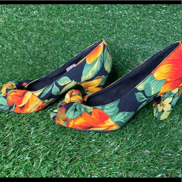 Rocketdog Top Knot Floral Fabric Peep Toe - Picture 3 of 8